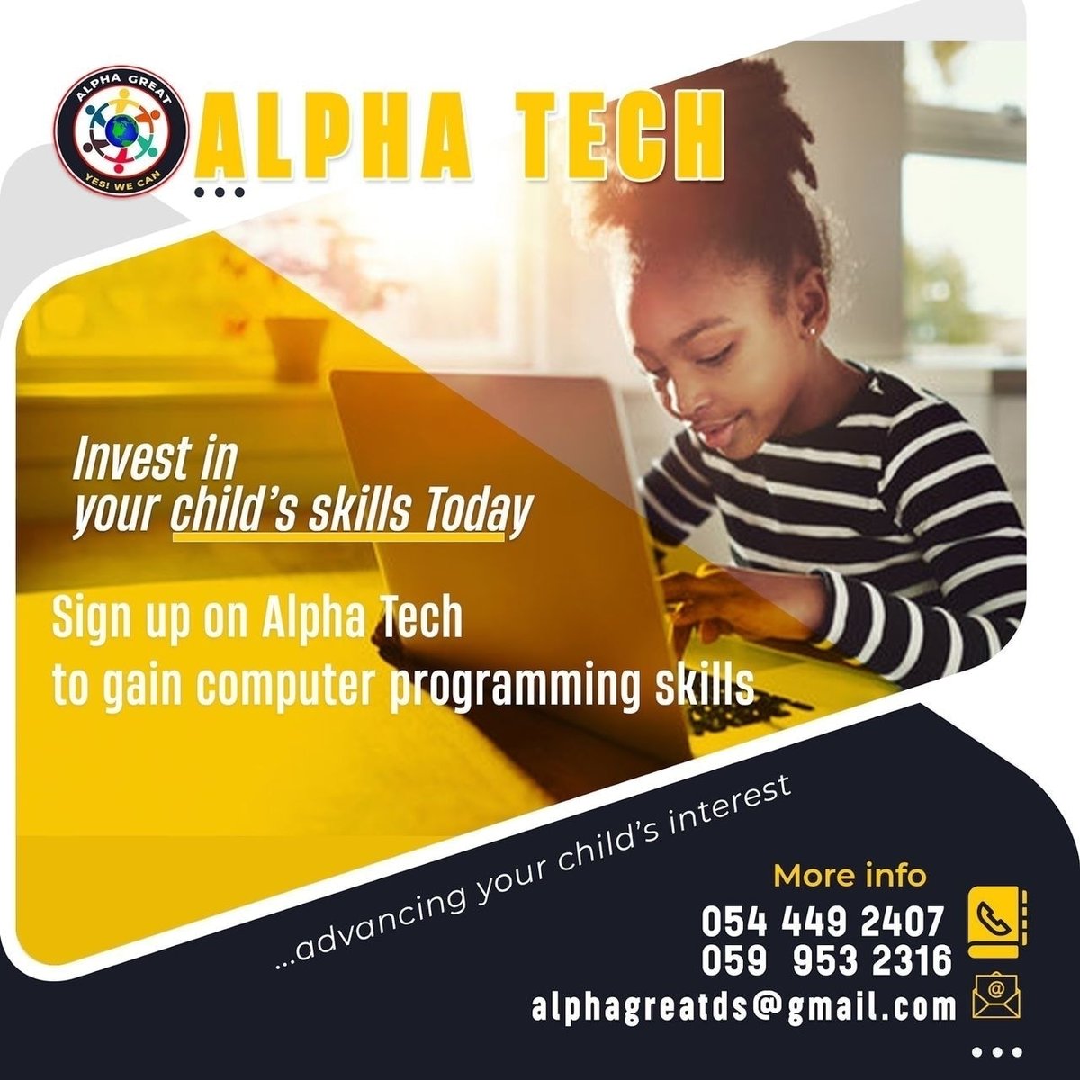 AlphaGreatGroup's tweet image. 20% discount off our 6 months Online Programming Course. Learn an easy earning Skill today. Registration has began! #AlphaGreat #AlphaTech #TechTuesday