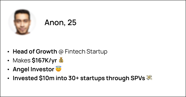 How much do you make #6📈 another anon interview - makes $167k at a fintech startup in NY - lives in NYC on less than $50k per year - Leads an AngelList syndicate that's invested $10m+ through SPVs and more full post below