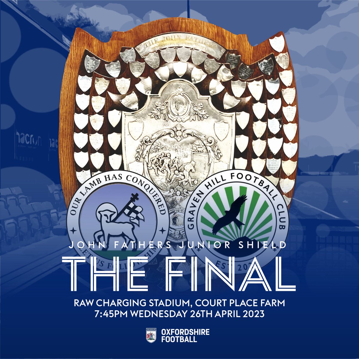 COUNTY CUPS I Tomorrow night the Raw Charging Stadium hosts the Final of the John Fathers Junior Shield as <a href="/ClubHailey/">Hailey Football Club</a> take on <a href="/GravenHillFC/">Graven Hill FC</a> #HAIGRA #ofacups #chaseforsilverware 

📅 26th April   
⏰ 19:45 KO 
📍 RAW Charging Stadium
🎟️ On the gate - £6 Adults, £3 Concess.