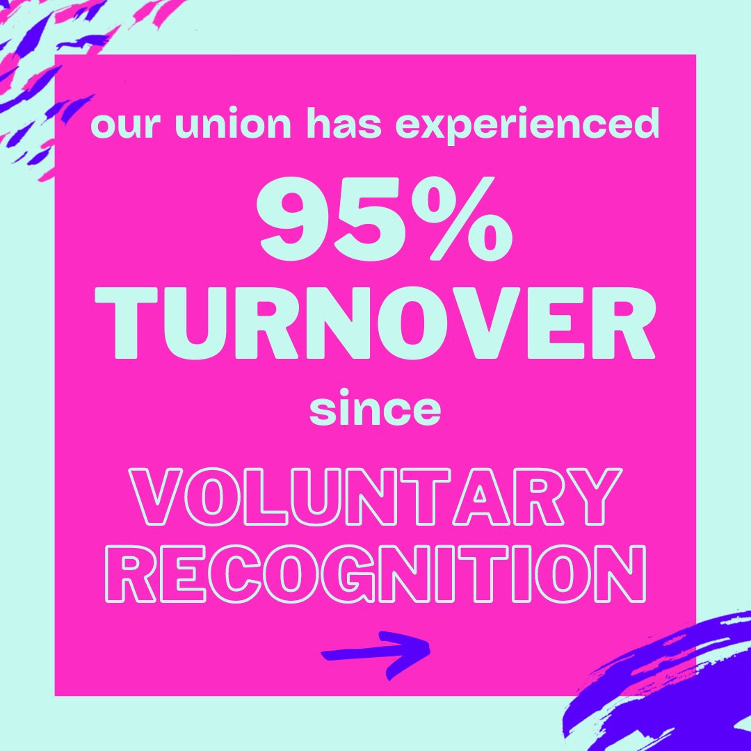 evergreen_union's tweet photo. It’s been a while since we’ve shared an update! Partly because we’re busy bargaining our first contract – and we’re making progress. But it’s also due to 95% turnover in our union and 100% turnover on our bargaining team TWICE since we were voluntarily recognized August 2021. https://t.co/M2RJGpr8Ln