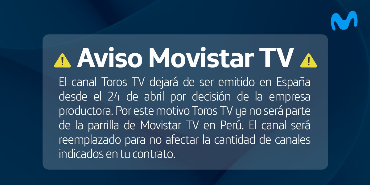 Aviso a la comunidad Movistar ✨ #TorosTv #TeenNick #Canales  #MovistarTV #MovistarPerú