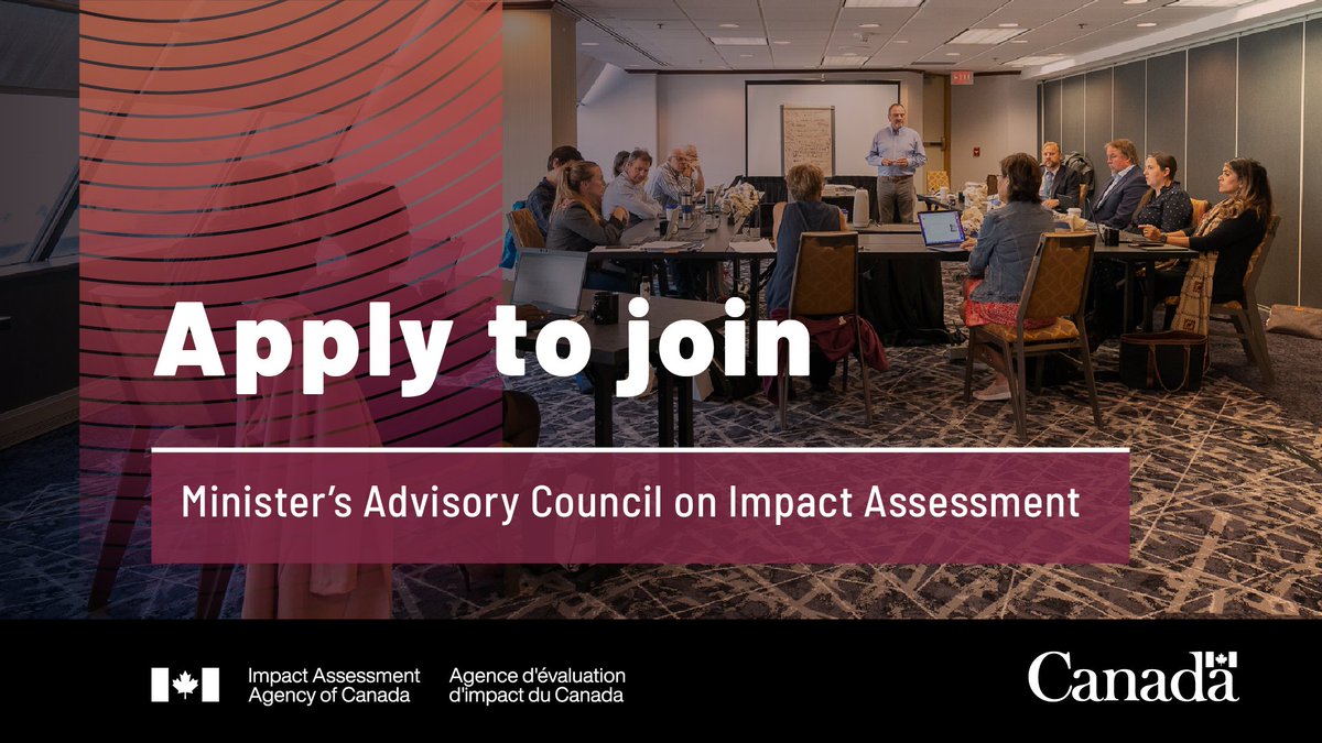 iaac_aeic's tweet photo. Last call! 📢
One week left to apply to join @environmentca Minister’s Advisory Council on #ImpactAssessment.
We invite #IndigenousPeoples, academics, reps from private & public sectors and non-governmental orgs to apply by April 11.
https://t.co/WbHMzalRlk
#MINAC https://t.co/18cutHZvYF