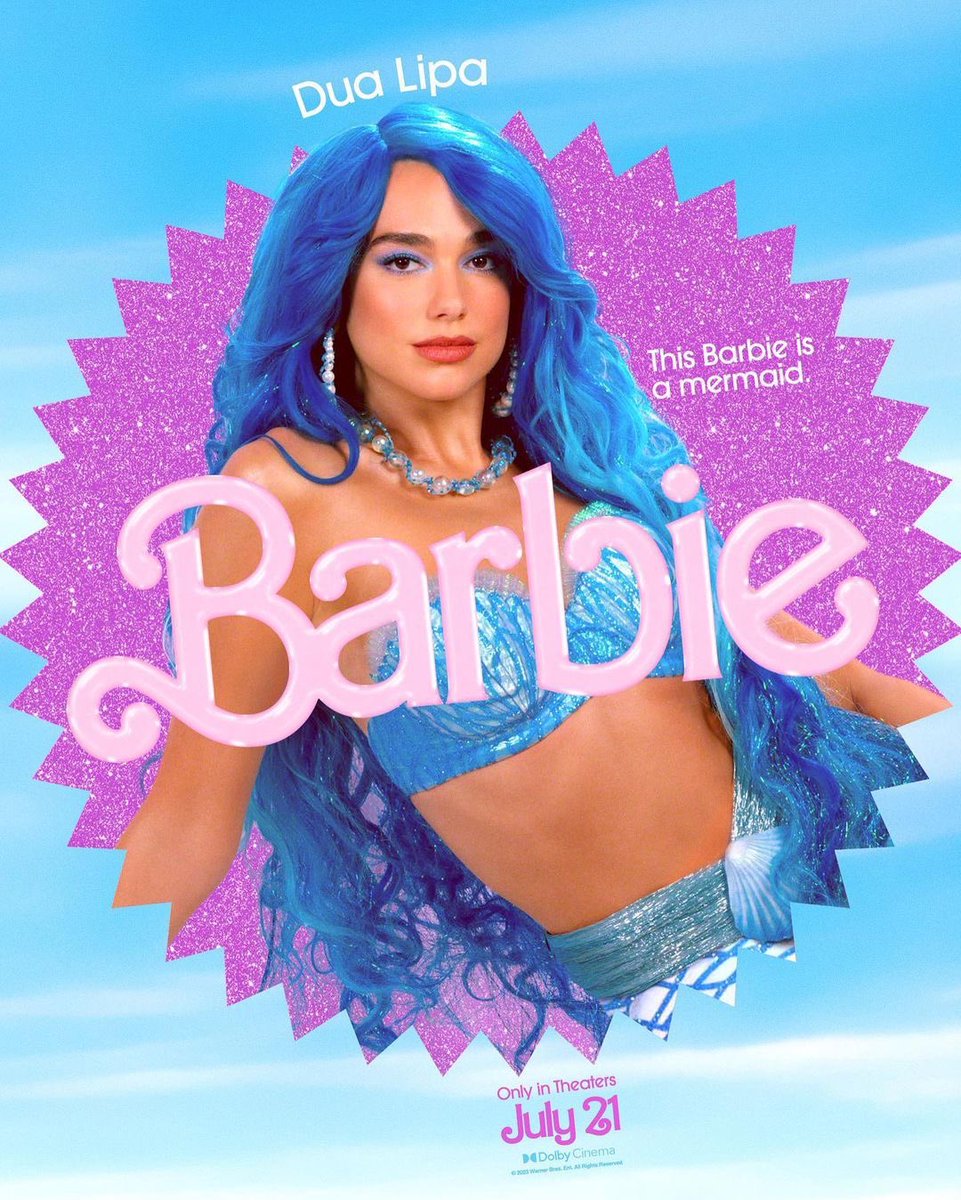 DUALIPAFAM's tweet image. Primer vistazo a Dua Lipa como Barbie Sirena, para la película de #Barbie a estrenarse el 21 de julio