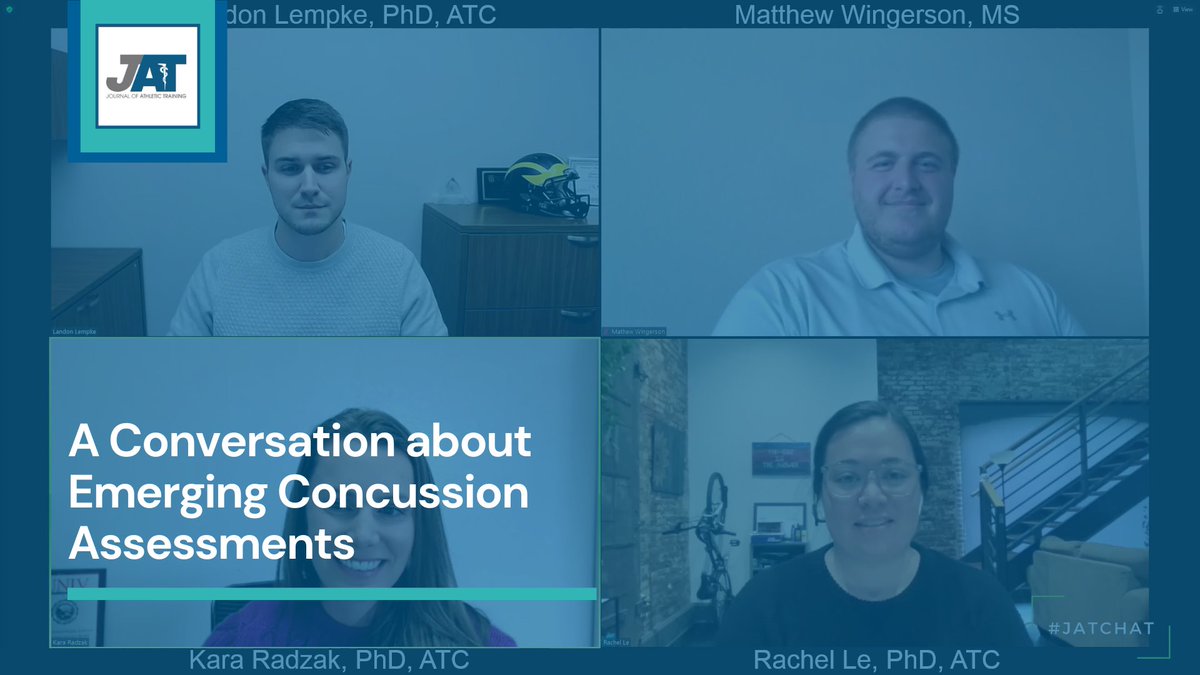 Journal of Athletic Training (@jat_nata) on Twitter photo Dr. Kara Radzak interviews Dr. Rachel Le, Dr. Landon Lempke, and Matthew Wingerson, MS about their recent studies on emerging concussion assessments published in <a href="/JAT_NATA/">Journal of Athletic Training</a>.
Apple: apple.co/37Tgjcm
Spotify: spoti.fi/2JfTplz
Papers: bit.ly/3KwwNu3 Dr. Kara Radzak interviews Dr. Rachel Le, Dr. Landon Lempke, and Matthew Wingerson, MS about their recent studies on emerging concussion assessments published in <a href="/JAT_NATA/">Journal of Athletic Training</a>.
Apple: apple.co/37Tgjcm
Spotify: spoti.fi/2JfTplz
Papers: bit.ly/3KwwNu3