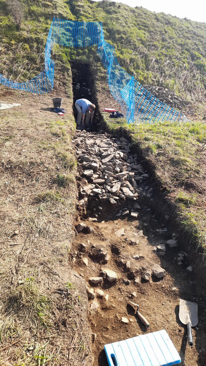 Toby_Driver1's tweet photo. Great excavation progress by @DyfedArch at Pendinas #hillfort this afternoon after the first week of digging ☀️. Old excavation backfill from the 1930s emerging together with intact deposits. And the hillfort has had a haircut! #DigPendinas 🛖⛏️ https://t.co/5EWnzqsStK