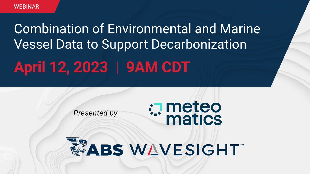 🚨 WEBINAR ALERT 🚨 Join us &amp; <a href="/Meteomatics/">Meteomatics</a> at 10AM EDT on Wed., April 12, to learn how shipowners, operators, &amp; charterers can use software solutions and advanced weather #data to get more accurate insights and reduce #carbonemissions: register.gotowebinar.com/register/22899…