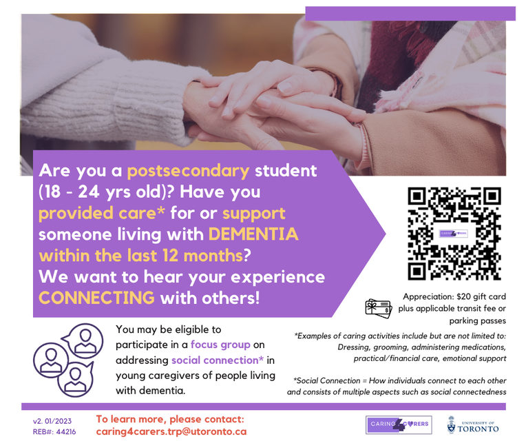 TRedublo's tweet photo. Do you know a young adult (aged 18-24) who’s providing care to a person living with dementia in Ontario? If so, share this opportunity with them!

Check out our project website for more details: https://t.co/750sG7Zy9L

You can also follow our team @C4C_TRP! Thank you so much! https://t.co/D32Sq75QQA