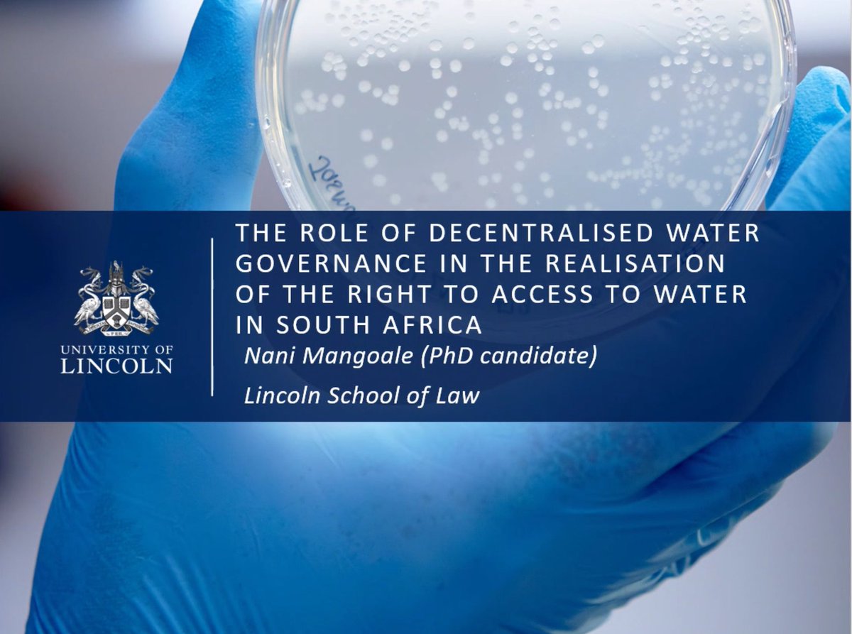 PhD candidate @LincolnLaw, Nani Mangoale, presented on her doctoral research today at #SLSA2023. #RightToWater #SouthAfrica #WaterGovernance (Nani’s Director of Studies is @Law_Marine and second supervisor is @Prof_Andra.)