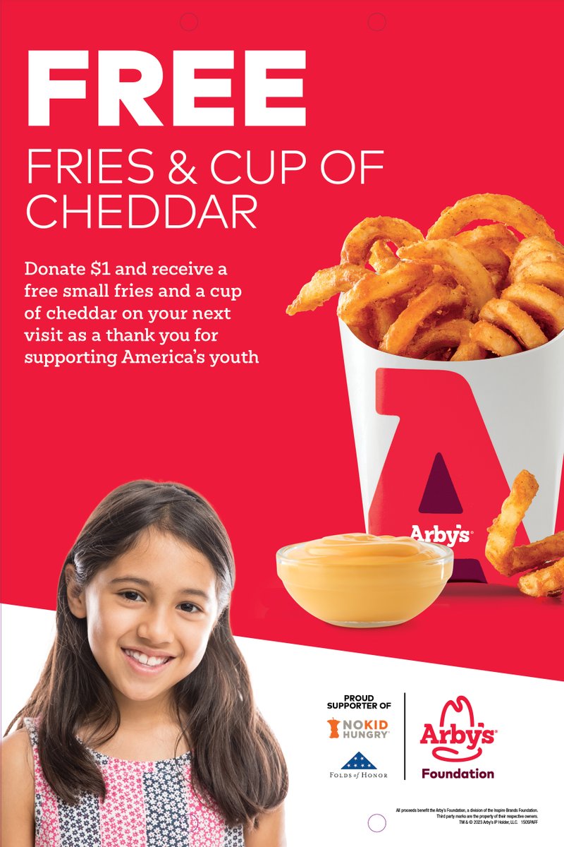 Arby's Foundation (@arbysfoundation) on Twitter photo When you donate during our #MakeADifferenceCampaign, your money supports our National Partners like <a href="/FoldsofHonor/">Folds of Honor</a>. Folds is proud to honor the legacy of fallen and injured soldiers by providing their family members access to education.
#ArbysFoundation When you donate during our #MakeADifferenceCampaign, your money supports our National Partners like <a href="/FoldsofHonor/">Folds of Honor</a>. Folds is proud to honor the legacy of fallen and injured soldiers by providing their family members access to education.
#ArbysFoundation