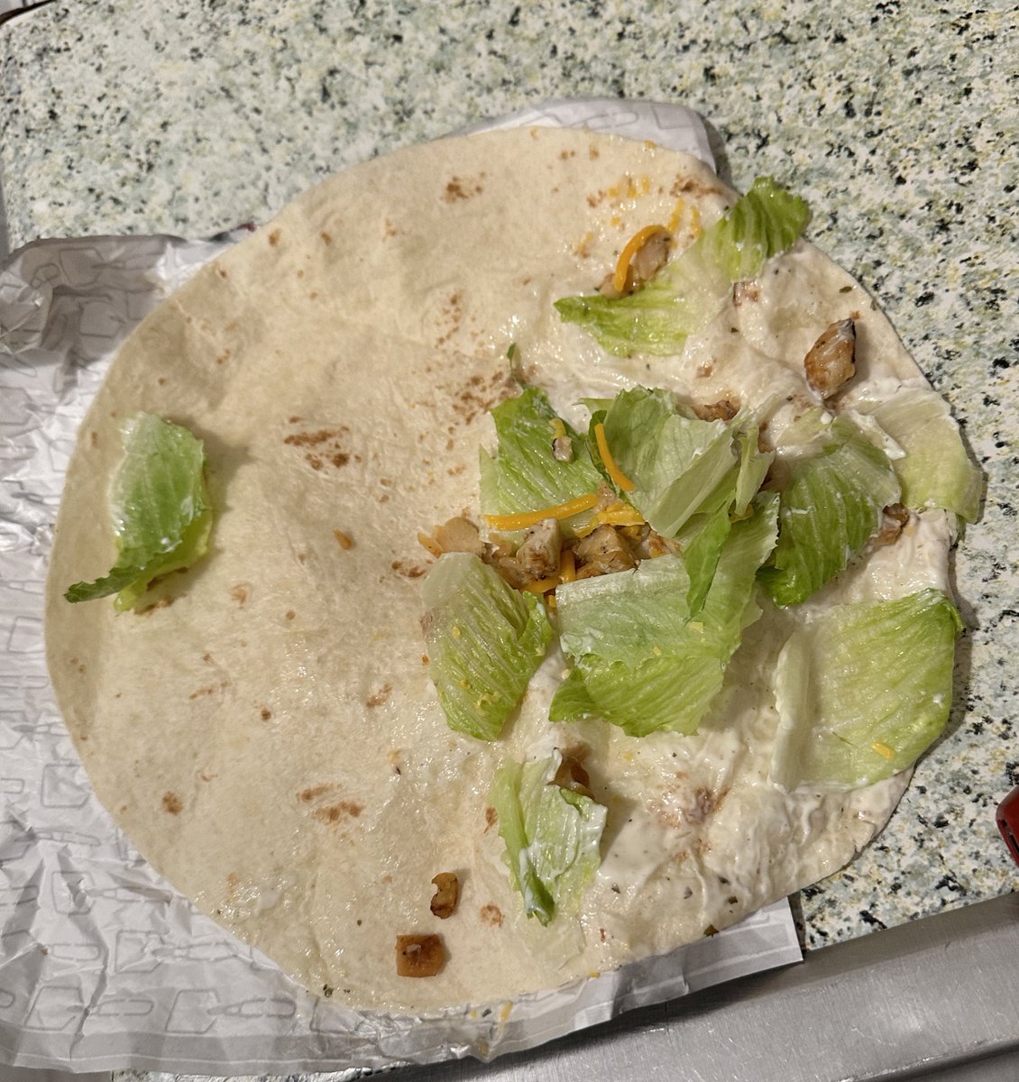 peachyprudy's tweet photo. @Wendys wtffff is this?!?!!! I ordered the new wrap and instead I got a tortilla with a couple of pieces of lettuce and little chicken pieces…. I can’t believe y’all took my money and did this bullshit… DONT BUY THE NEW WRAP IT ISNT WORTH IT!! https://t.co/ZMIXQKzRwW
