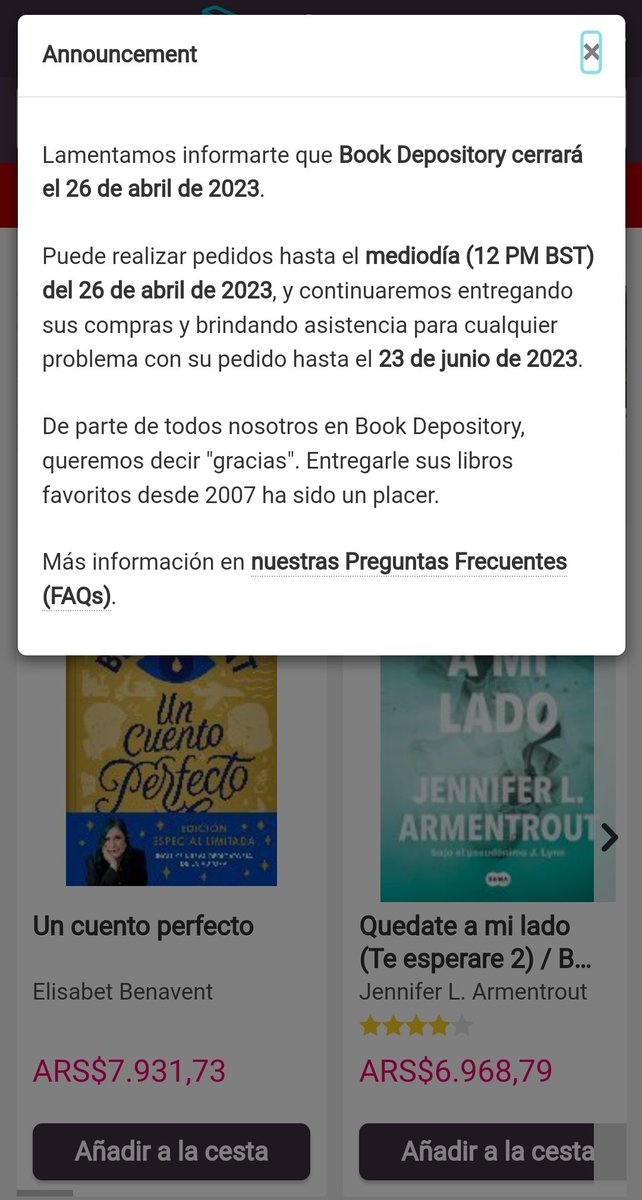 Lloro 😭 R.I.P <a href="/bookdepository/">Bookdepository</a>. La peor noticia que podría haber recibido hoy 😭