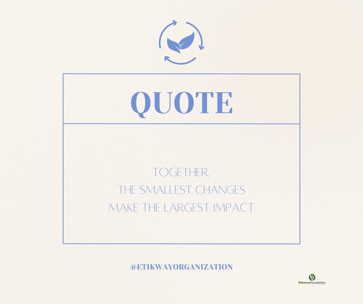 EtikwayF's tweet photo. Quote of the day, for reflection🌿
#etikway #etikwayfoudation #sustainability #sustainable #ecofriendly #sustainableliving  #environment #together #smallchanges #largestimpact #nature #gogreen #recycle #reuse #organic #fashion #handmade #vegan #slowfashion #circulareconomy https://t.co/OdkKES2htC