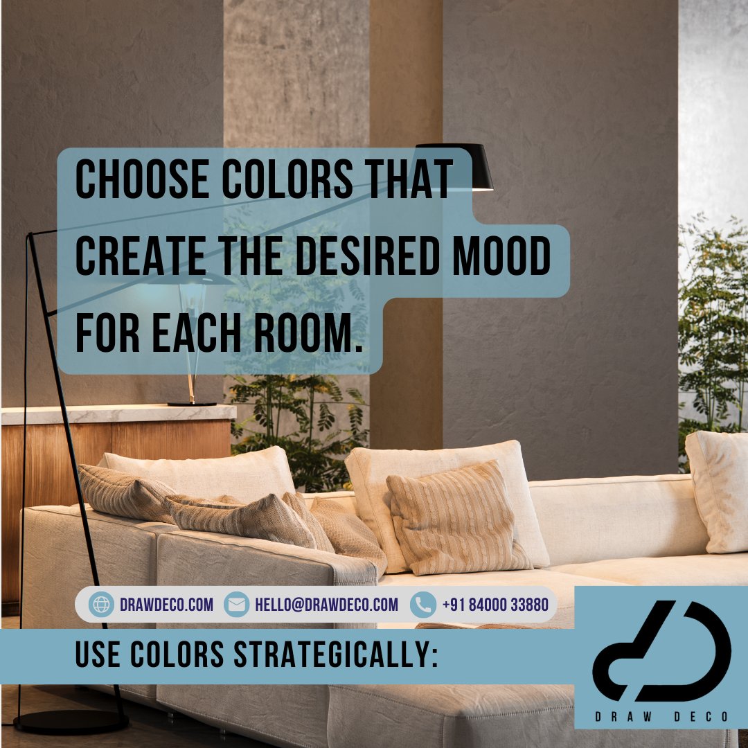 Use Colours Strategically

#drawdeco #interiordesigns #interiordesign #interiorcontractor #interiorcontract #interiorconstruction #interiorconsultant #interiorcolors #colors #colours