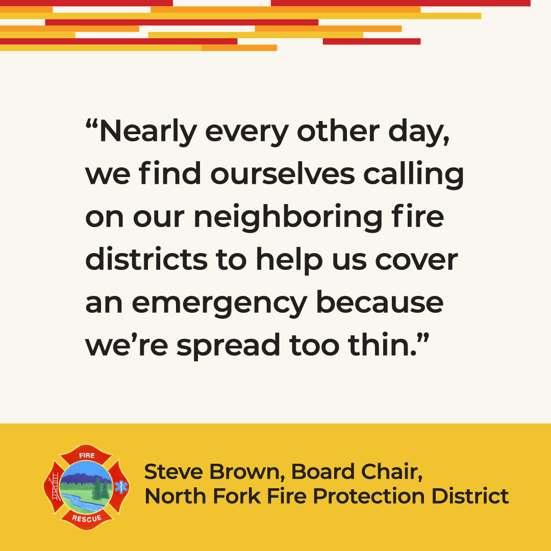 ICFPD's tweet photo. Volunteerism is down as demand for service goes up. That’s why we’re exploring consolidation, which would allow @elkcreekfire @northforkfire @ICFPD to recruit and retain volunteers and share resources so we can better respond. Learn more at https://t.co/NL7KHLxucQ https://t.co/rObUNiy3B7