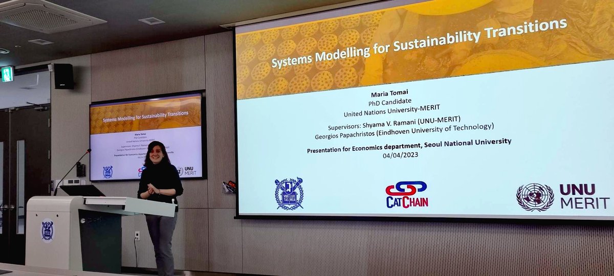 I was honored to join the class of Professor Keun Lee <a href="/icatchup/">Keun Lee</a> today and give a presentation on my research at <a href="/UNUMERIT/">United Nations University - MERIT</a>.

Thanks to the <a href="/CatChainProject/">CatChain Project</a>, my PhD journey is enriched with a three months visit at @SNUnow in South Korea!
#CatchingUp #Sustainability #Development