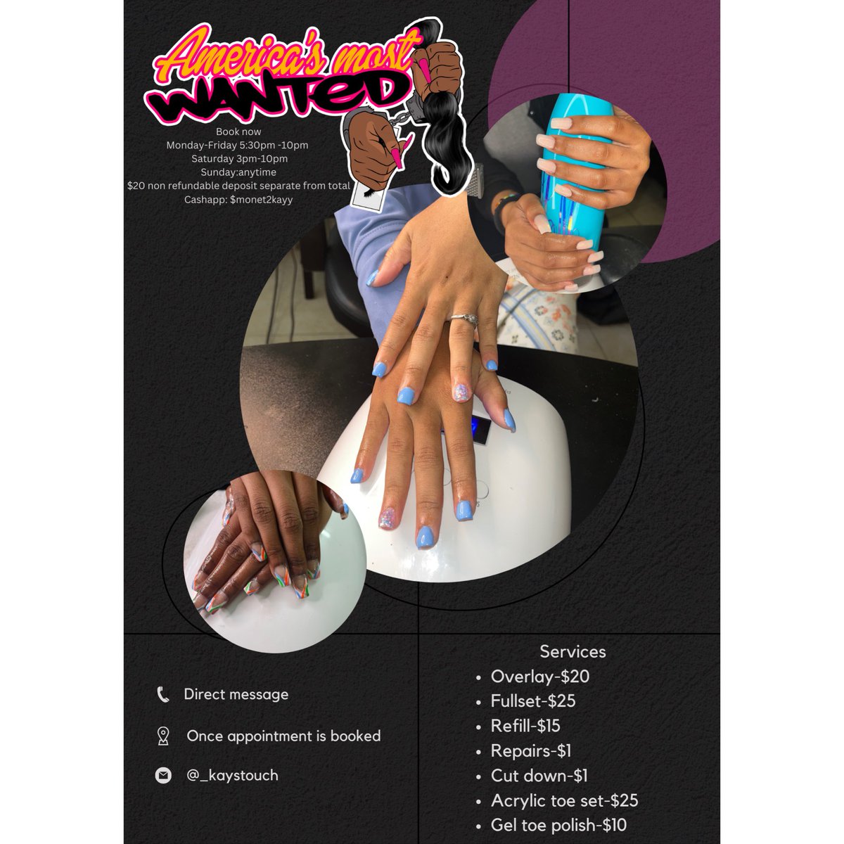 _kayymonet__'s tweet photo. Book now
Monday-Friday 5:30pm -10pm
Saturday 3pm-10pm
Sunday:anytime
$20 non refundable deposit separate from total
Cashapp: $monet2kayy
#brhairstylist #brlashtech #brnailtech #gonzaleshairstylist #gonzalesnailtech #gonzaleslashtech https://t.co/FnrQ2NDS3B