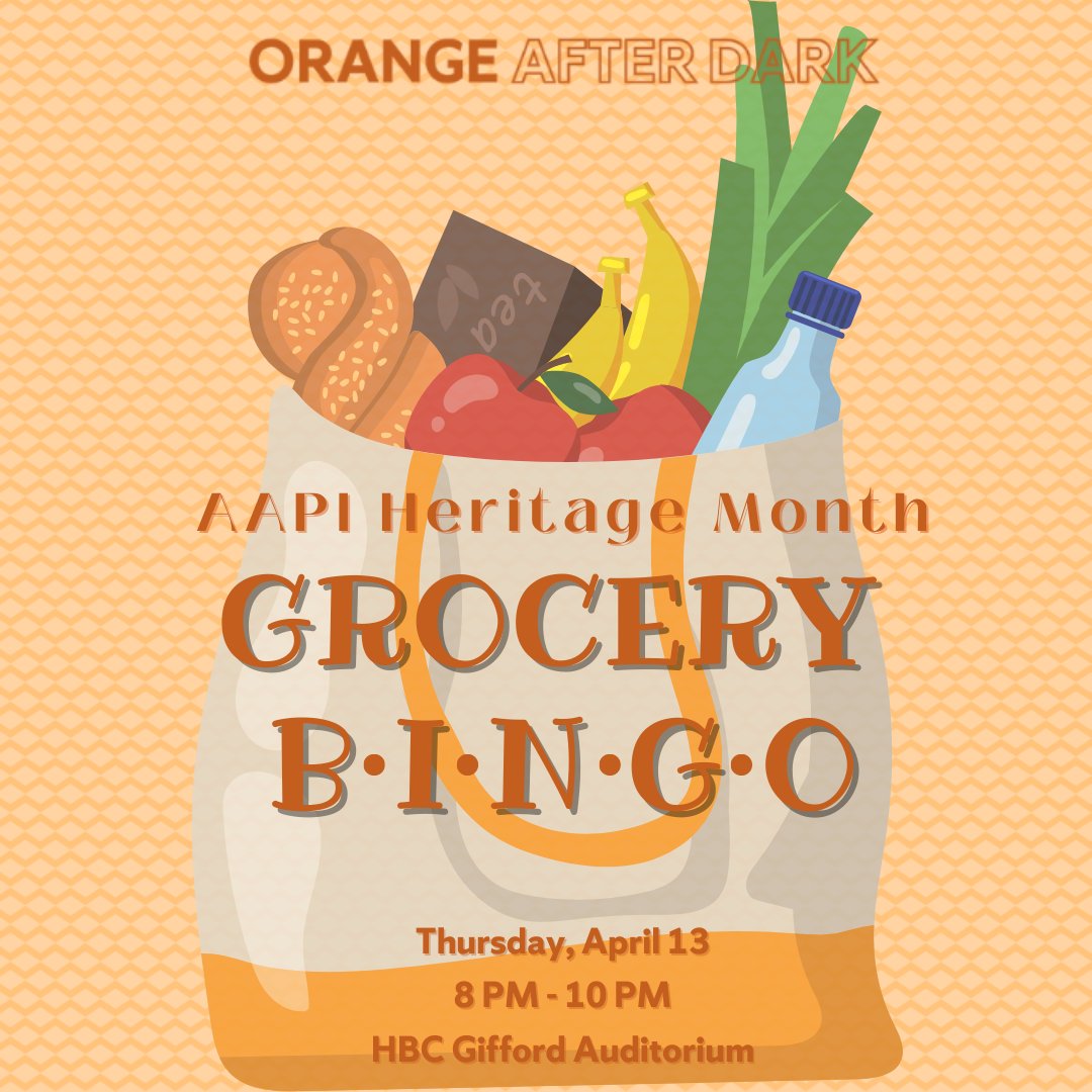 CuseActivities's tweet image. B-I-N-G-O! Join Orange After Dark for our Grocery Bingo event! Here is how it works; you win bingo and you get an entire tote bag filled with all your favorite snacks and candies.