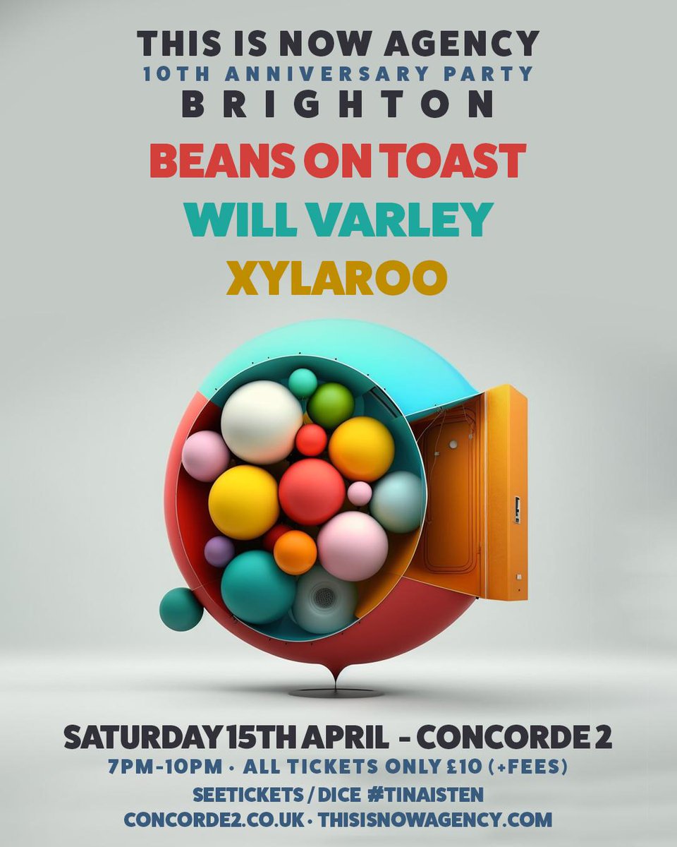 Really looking forward to this one next weekend with my mates <a href="/beanstoast/">Beans on Toast</a> and <a href="/Xylaroo/">Xylaroo</a> at <a href="/concorde_2/">Concorde2</a> in Brighton.

Celebrating 10 years of <a href="/TINAgency/">This Is Now Agency</a>

Grab your ticxkets via my website, See Ticxkets and DICE