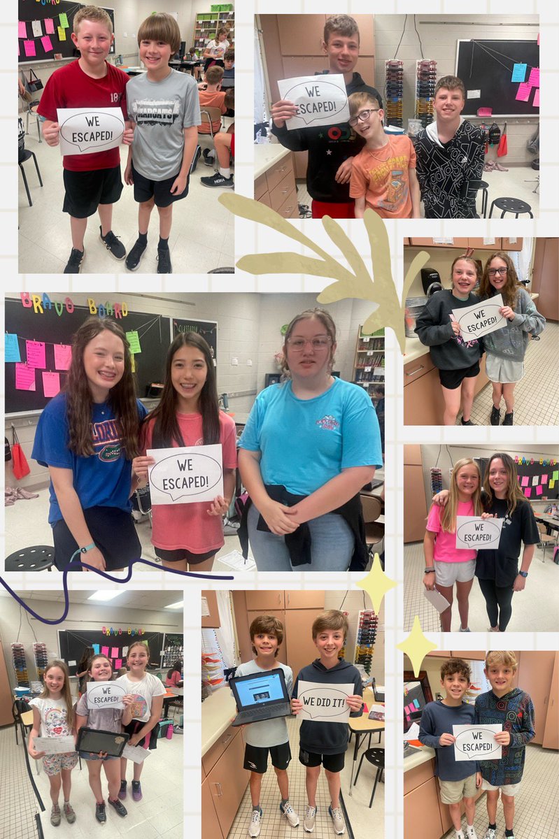 TokarEES's tweet photo. They Escaped the informational Text Escape Room! @6thEast @EESPrincipal https://t.co/fY2G02I8mz