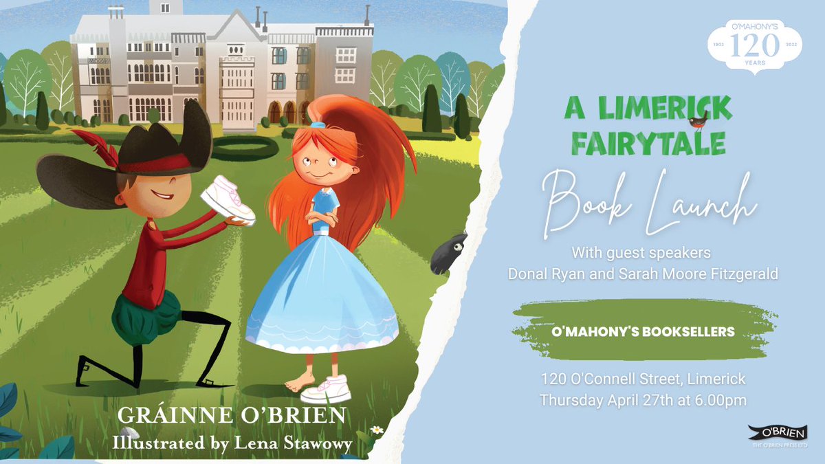 Join us for a very special event on April 27th at 6pm! Our very own Gráinne O'Brien will be launching her wonderful book '#ALimerickFairytale' with us in O'Mahonys! With guest speakers #DonalRyan and #SarahMooreFitzgerald, this promises to be a fantastic night!😊