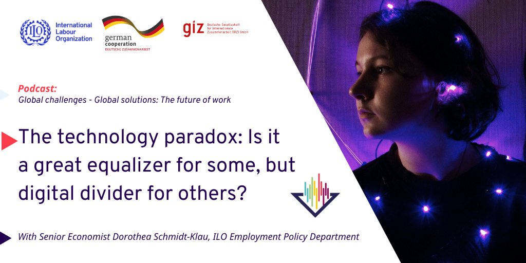 GIZ (@giz_gmbh) on Twitter photo 🤔 The #technology paradox - great equaliser or digital divider?
🎧 Listen to the discussion in our latest episode of our Future of Work #podcast series with <a href="/ilo/">International Labour Organization</a>: ilo.org/employment/Inf…
<a href="/BMZ_Bund/">Bundesentwicklungsministerium</a> 🤔 The #technology paradox - great equaliser or digital divider?
🎧 Listen to the discussion in our latest episode of our Future of Work #podcast series with <a href="/ilo/">International Labour Organization</a>: ilo.org/employment/Inf…
<a href="/BMZ_Bund/">Bundesentwicklungsministerium</a>