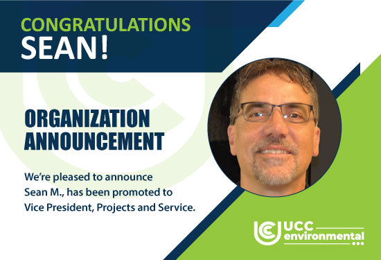 uccenviro's tweet photo. Congratulations to Sean M. on his recent promotion to Congratulations to Sean M. on his recent promotion to Vice President, Projects and Service.  We're lucky to have you on our team and we look forward to seeing you excel in your new role. https://t.co/P5vhrSaa6U