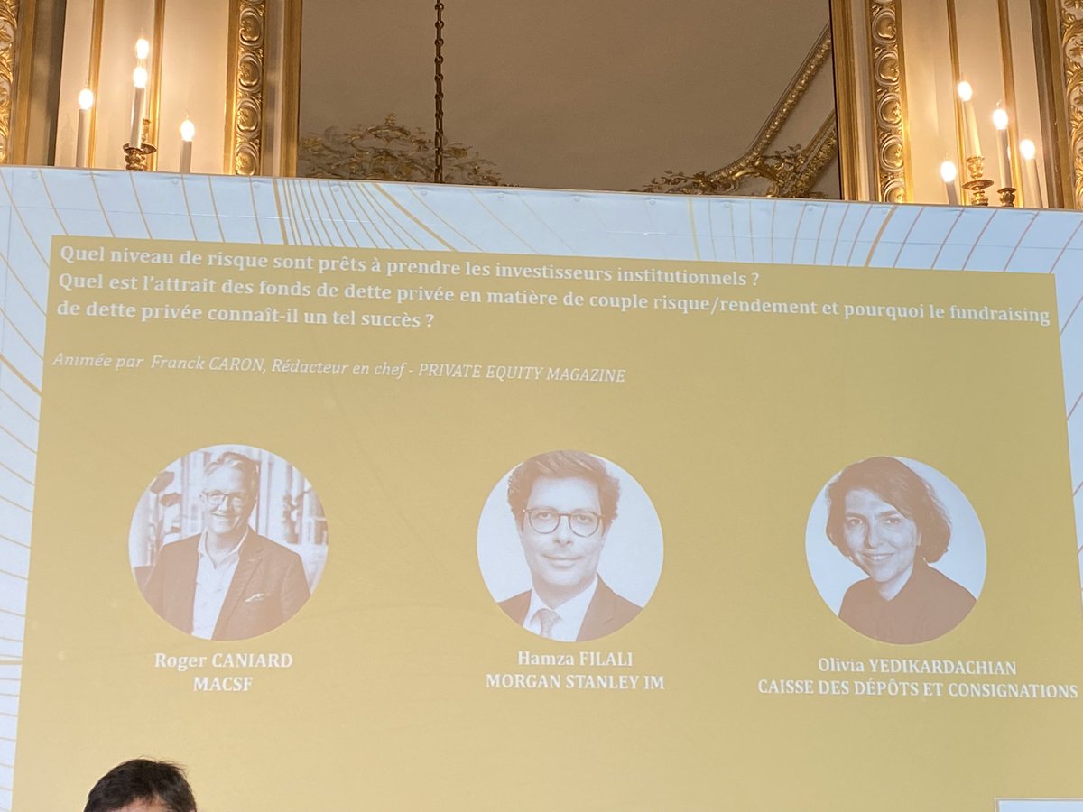 🟢La table ronde sur la dette privée commence avec Roger Caniard (MACSF), Hamza à Filali (Morgan Stanley IM), Olivia Yedikardachian (CDC) et l’animation de <a href="/franckcaron/">Franck Caron</a> PEmag 
#PEF #noncoté #investissement