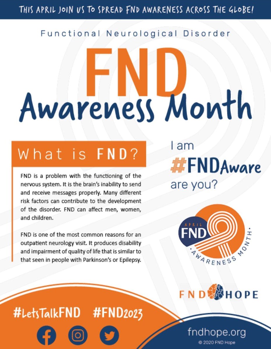 GrantSRivers's tweet image. Are you FND aware?
#LetsTalkFND #FND2023 #FNDAware #FND