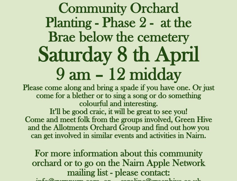 Have a couple of hours to spare this Saturday (8th April)? Why not drop in by for phase 2 of the Community Orchard planting on the brae below Nairn Cemetery. dlvr.it/SlzbW5