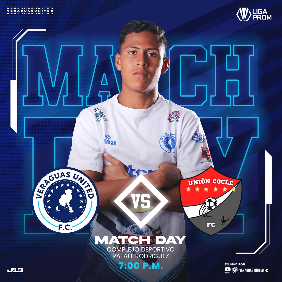 Veraguas_United's tweet photo. 🏹 𝗗𝗜́𝗔 𝗗𝗘 𝗣𝗔𝗥𝗧𝗜𝗗𝗢 🤍💙
Hoy jugamos la Jornada 13 de la @liga_prom 

🆚 Unión Coclé FC
🗓️ Martes, 4 de abril
⏰ 7:00 PM
🏟️ Complejo Deportivo Rafael Rodríguez 

💻 En vivo por nuestro canal de YouTube: Veraguas United FC

💙 𝗦𝗢𝗠𝗢𝗦 𝗩𝗘𝗥𝗔𝗚𝗨𝗔𝗦 🤍 https://t.co/awIy58rBp1