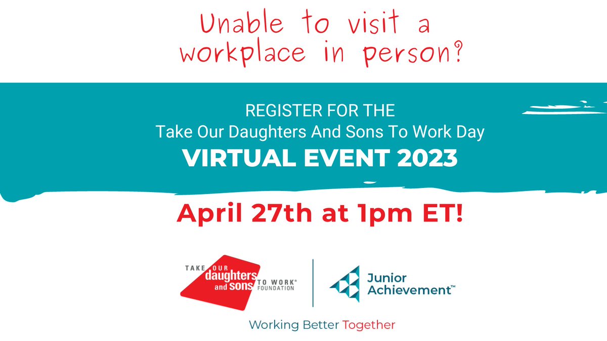 todastw's tweet photo. Unable to participate in Take Our Daughters And Sons To Work Day in person this year? Check out this virtual opportunity! https://t.co/xpkaCyWKrl https://t.co/RdS0K9eYzk