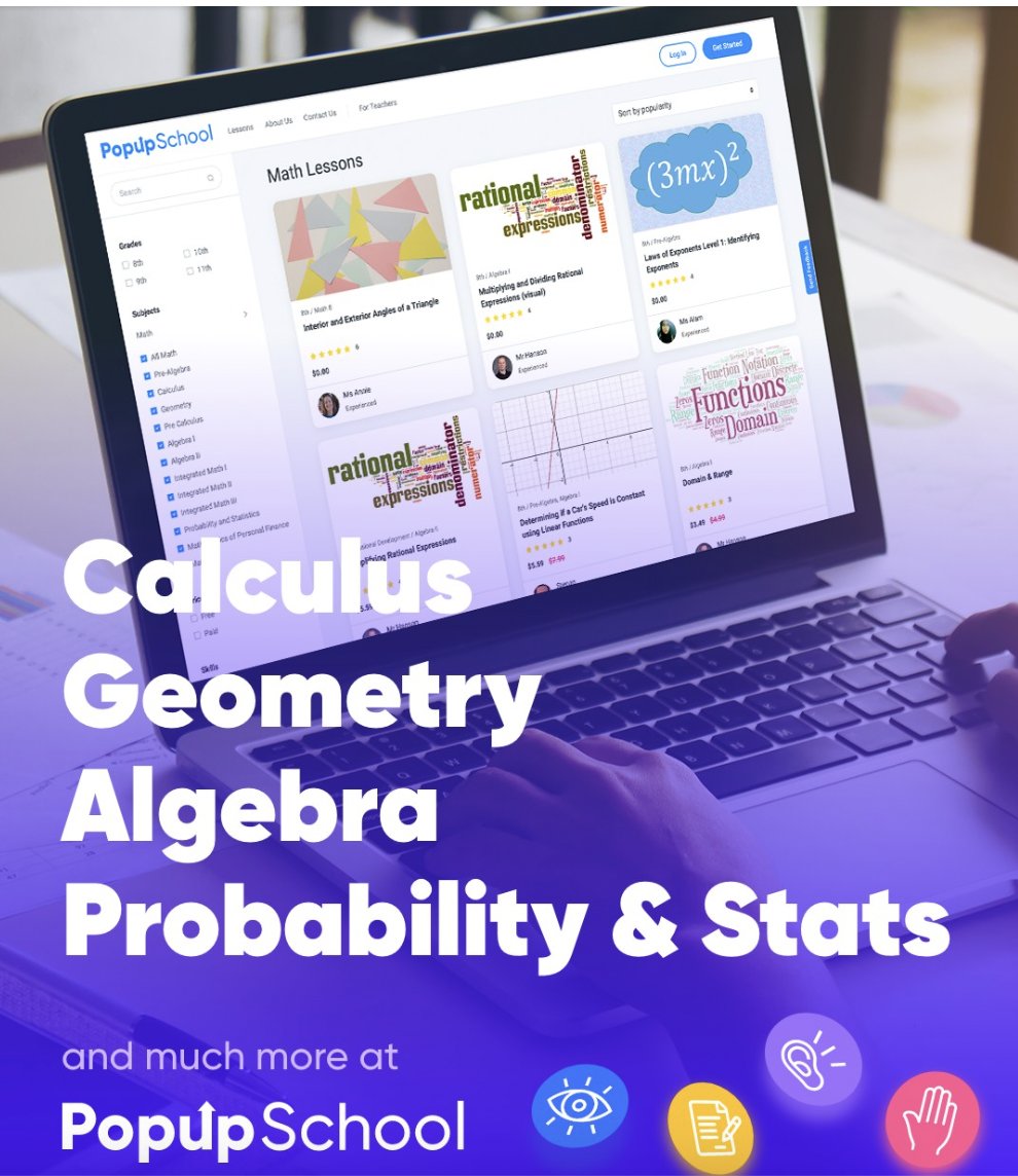 Looking for 8-11 grade, #Math  #Calculus, #Geometry, #Algebra, Probability and Statistics curriculum? We've got you covered. 
Check out these lessons popupschool.com/lessons -- find out what fits your learning style.
#EdTech #LearningStyle #personalizedlearning