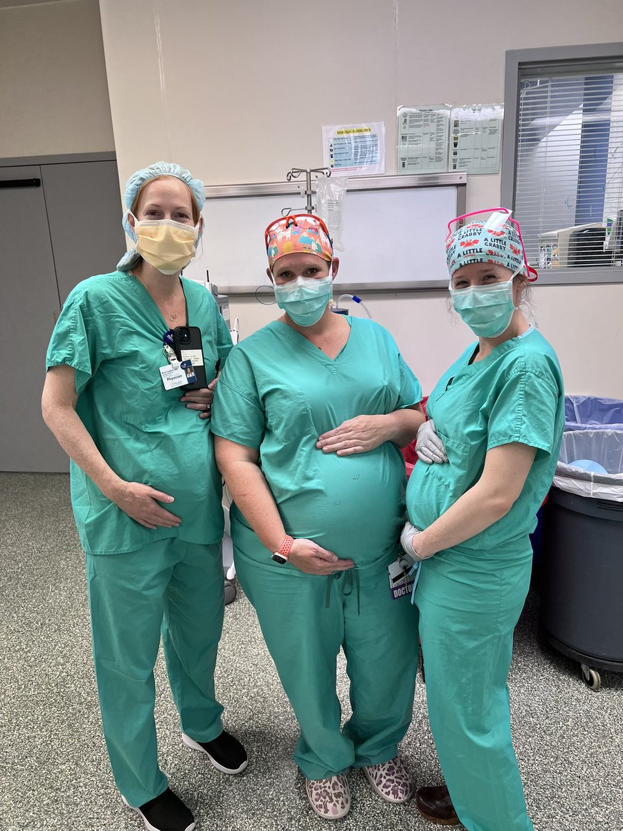 When all the doctors in the Trauma OR have a little extra baggage 🤰  (anesthesiologist, trauma attending and trauma chief rocking our +1s) #ilooklikeasurgeon