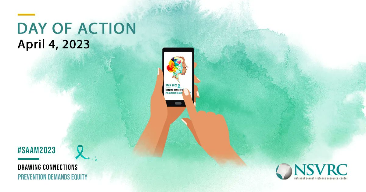 Today is the #SAAM2023 Day of Action —  Show your support for survivors today by wearing teal — the color of sexual assault prevention — and then sharing a selfie on social media. Post your photo on Twitter and Instagram using the hashtag #SAAM2023!