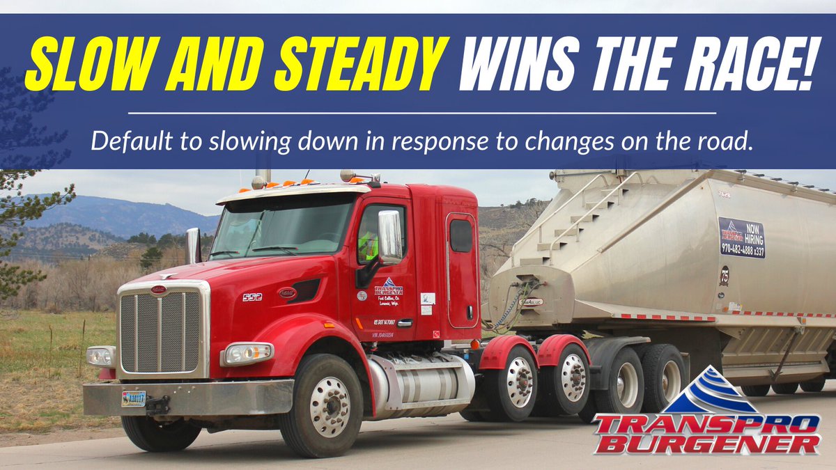 ⚠️ Slow and steady wins the race. Only that you're not driving a race car. Remember to default to slowing down in response to changes on the road, including bad weather or poor visibility.

#truckingsafety