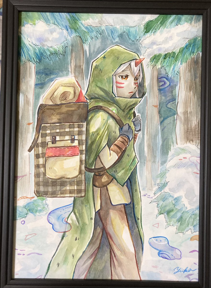 「春を運ぶ子」　　　Yuka作

この子は"春のお店"のハーバリウムを色んなお家に届けてくれる子。鞄にはどんなハーバリウムがはいってるかな....