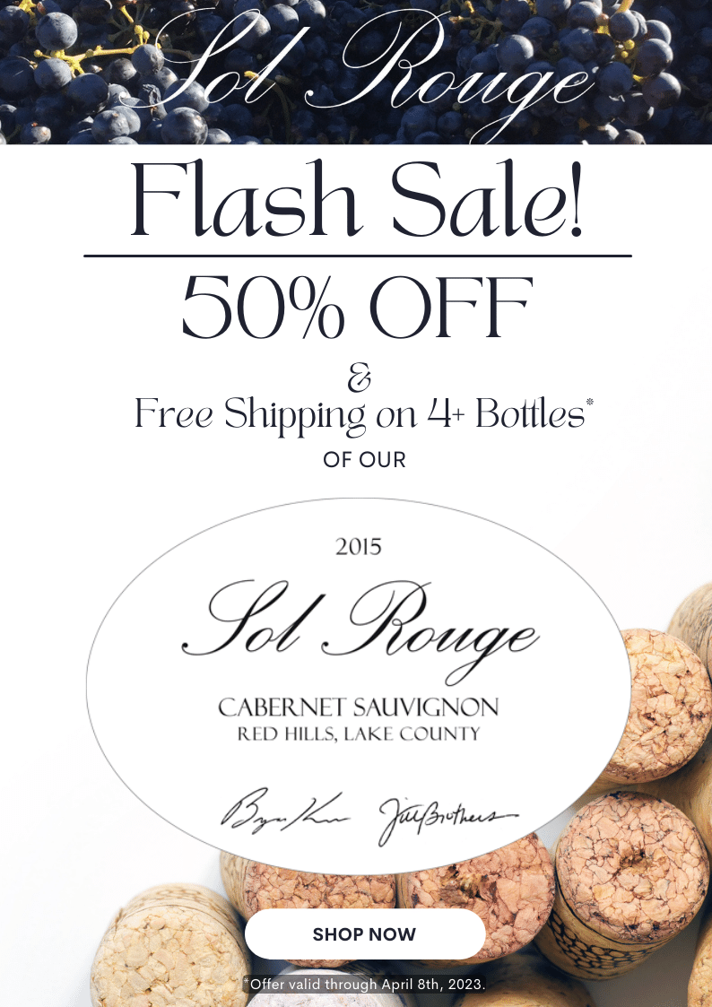 SolRouge's tweet photo. FLASH SALE - 50% Off &amp; Free Shipping on 4 bottles of 2015 Sol Rouge Cabernet Sauvignon!

Get 50% Off &amp; Free Ground Shipping when you purchase 4 bottles of our 2015 Cabernet Sauvignon.
Was $216.00, Now only $108.00.

https://t.co/tCFWszT5Hu https://t.co/kMAJgFSXqm