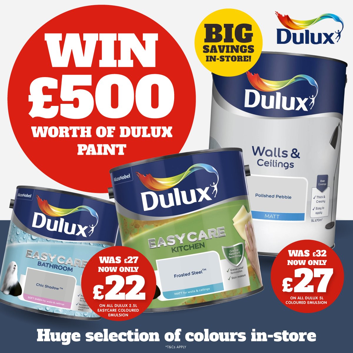 B&M Stores (@bmstores) on Twitter photo 🖌️#COMPETITION TIME🖌️
We've got HUGE savings on <a href="/duluxuk/">Dulux UK | Colour & Inspiration</a> in-store; across a huge selection of colours!
To celebrate, we're giving ONE lucky winner a chance to #WIN £500 worth of #Dulux paint!
For a chance to WIN;
1) FLW
2) RT
3) COMMENT #BMDulux
Competition ends 9am 11/4/23 🖌️#COMPETITION TIME🖌️
We've got HUGE savings on <a href="/duluxuk/">Dulux UK | Colour & Inspiration</a> in-store; across a huge selection of colours!
To celebrate, we're giving ONE lucky winner a chance to #WIN £500 worth of #Dulux paint!
For a chance to WIN;
1) FLW
2) RT
3) COMMENT #BMDulux
Competition ends 9am 11/4/23