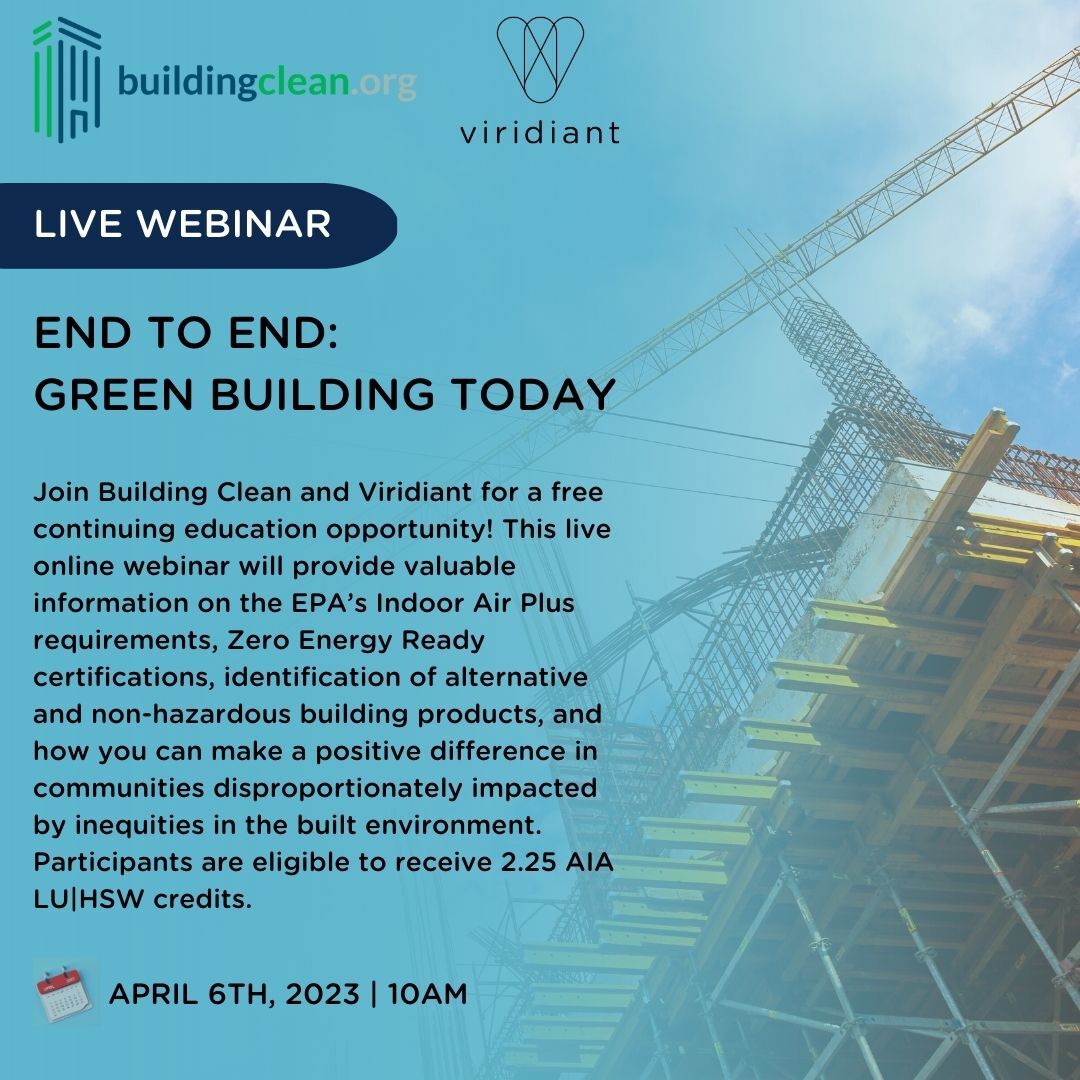 Building_Clean's tweet image. Calling all architects and builders! Join us and @ViridiantDotOrg on Thursday to learn about sustainable building practices and how to make a positive impact on your community. #BuildingClean #AIAlearningcredits viridiant.org/event/end-to-e…