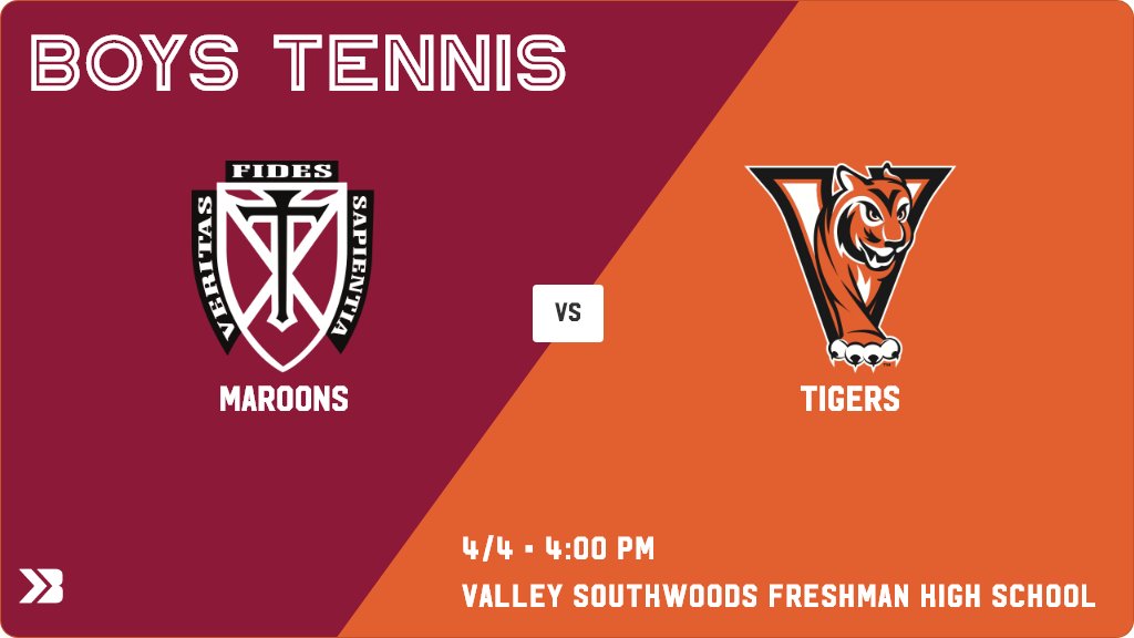 Cross Town Rivalry - Come out and Support your #3 <a href="/VHSBoysTennis/">Valley Boys Tennis</a> as we host our Cross Town Rival #12 <a href="/DCHSMaroons/">DowlingCatholic</a>.  Hopefully the weather holds.  Weather Make up will be Monday April 10th if necessary.  #LetsPlaySomeTennis
