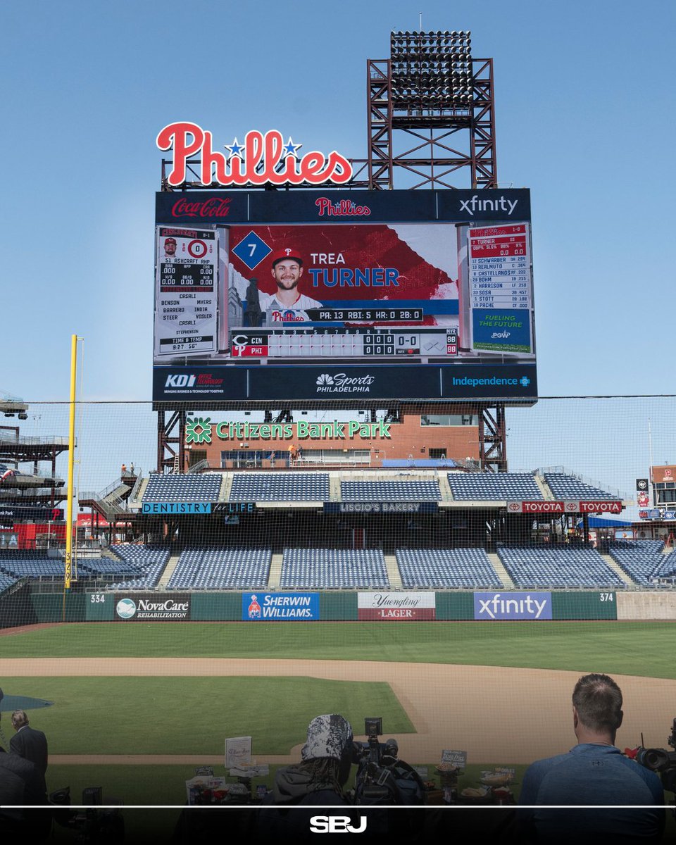 The <a href="/Phillies/">Philadelphia Phillies</a> will unveil their new 152 feet wide video board on Thursday 🤩

The new PhanaVision board, designed by <a href="/Daktronics/">Daktronics</a>, is 77% larger than the one it replaced.