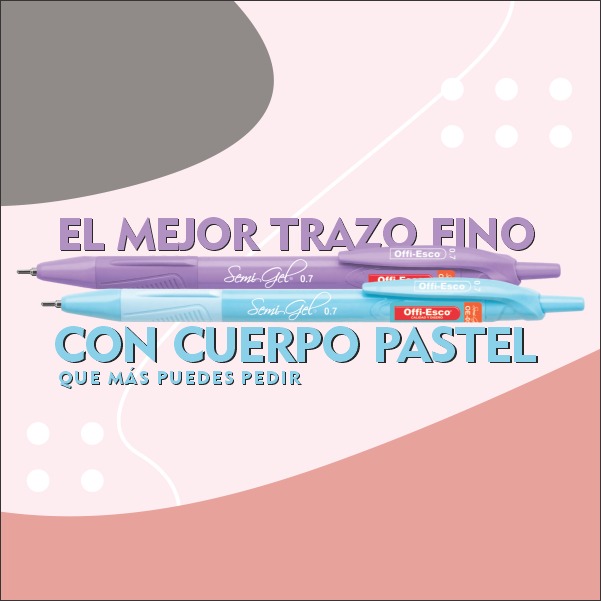 OffiEsco's tweet photo. ¡Los tonos #pasteles están de #moda! ¿Quieres tener un #bolígrafo que combine #estilo y #calidad? ¡bolígrafo #semigel 0.7 mm #Offiesco es lo que necesitas! Cuerpo en tonos pasteles, #retráctil y triangular, te asegura una #escritura #suave y precisa. #OE055F #ExigeElOriginal https://t.co/oThPO2A7lB