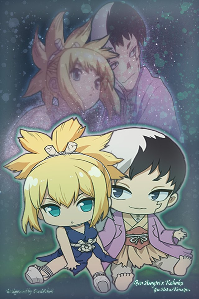SweetAshori's tweet photo. @WeeksDrStone #GenHaku #KohaGen #GenHakuWeek #ゲンコハ

Another bonus for GenHaku Week! A phone background, featuring edits of mine from official merch promos and S2 OP1. >w< https://t.co/SqJTs9ueES