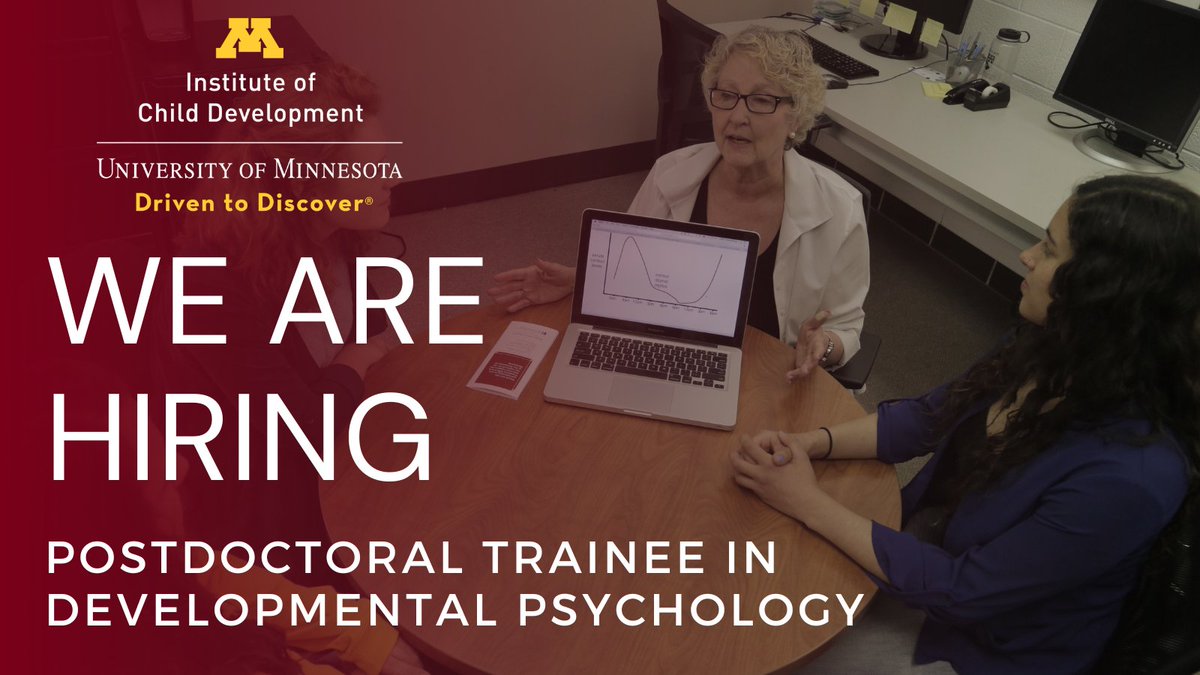 UMN_ICD's tweet photo. We are looking for our next postdoctoral trainee in developmental psychology! This is a 2-year NIMH-funded position with preference given to applicants researching the development of psychopathology. Application reviews begin May 15! https://t.co/VC1aRw65Qr https://t.co/Xn3zuKpyXA