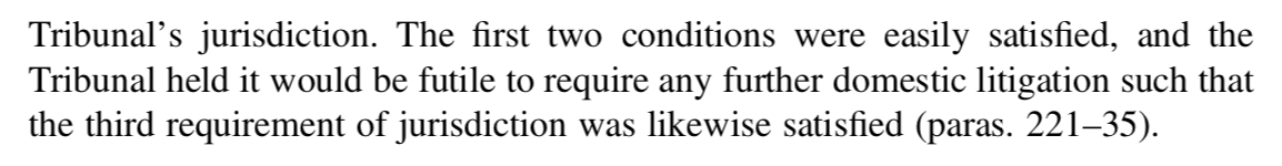 ICSID_Rep's tweet photo. #ICSIDRepRetro futility 4: Philip Morris v Uruguay 18 ICSID Rep 450 (summary by @hailes_oliver @LSELaw); in the context of denial of justice claim, claimant must prove that ELR condition was met or that no remedy was available or was obviously futile: https://t.co/OjcQDW4xia https://t.co/w3IChRP7fY