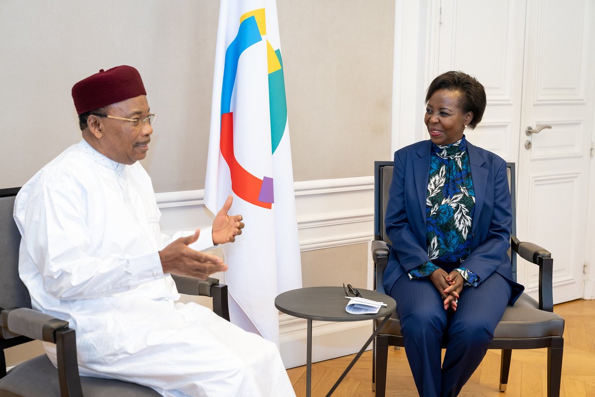 La Secrétaire générale de la #Francophonie a reçu en audience le Président <a href="/IssoufouMhm/">Issoufou Mahamadou</a> , à la tête d’une délégation du Panel indépendant de haut niveau sur le #Sahel.