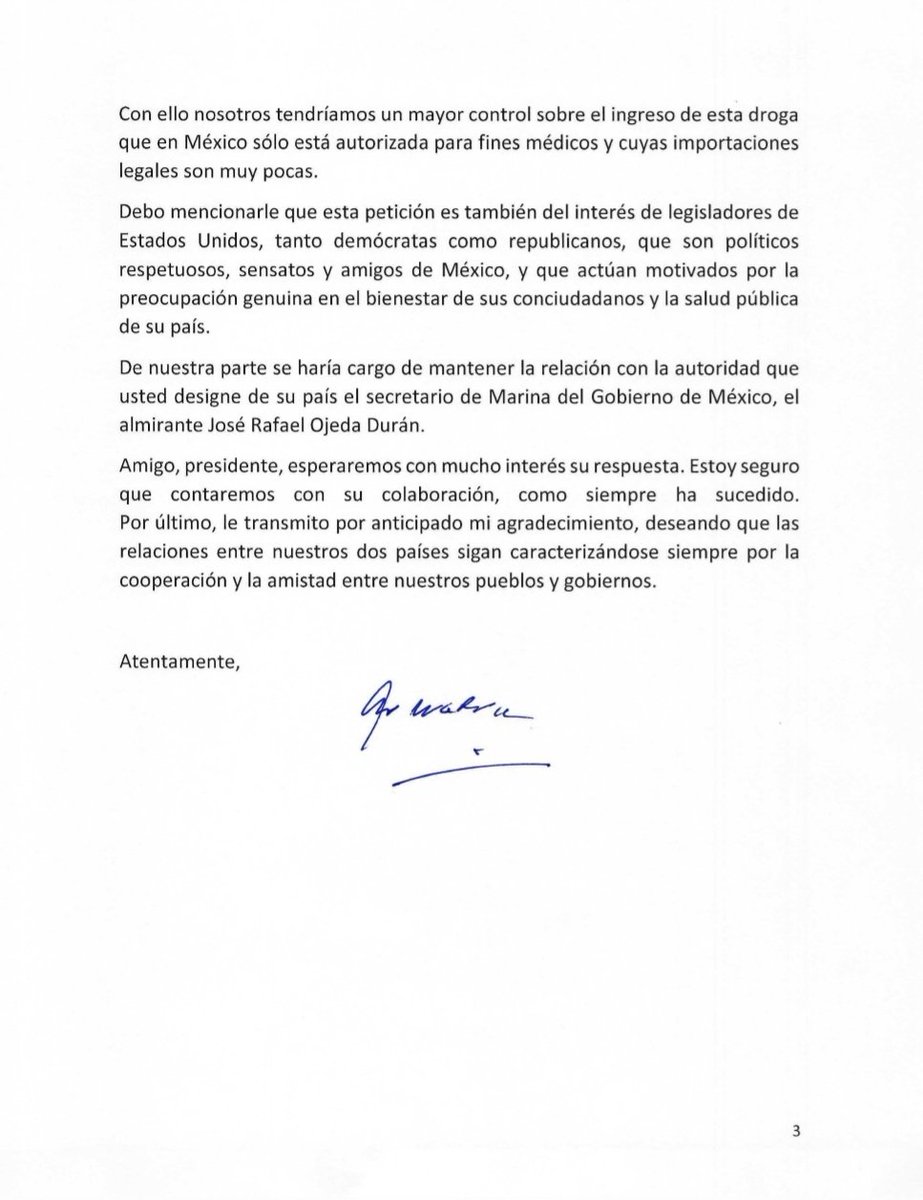 El pdte <a href="/lopezobrador_/">Andrés Manuel</a> envió carta a su homólogo <a href="/XIJinpinng/">Xi Jinpinng</a> para demandar cooperación en seguridad y política de drogas; cuidando la integridad y salud de millones. Y juntos combatir el tráfico de fentanilo y frenar la epidemia de opiáceos que afecta a EU y se extiende al mundo.