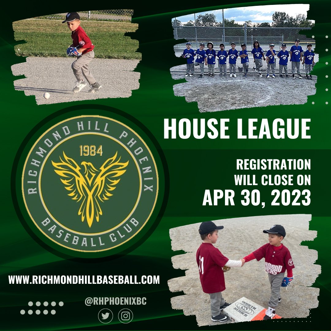 rhphoenixbc's tweet photo. Have you registered for House League yet? Only 26 days left. Don't miss it. Limited spots are available. Registration will close on April 30, 2023

To register, visit our website, link in bio.

#richmondhillphoenix #baseballclub #houseleague #registration #dontmissit #countdown https://t.co/O8zNMbUxYx