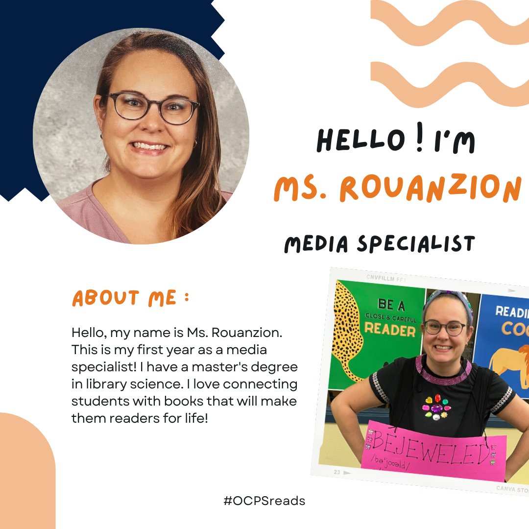 April 4th is National School Librarian Day! Meet Oak Hill's media specialist/librarian, Ms. Rouanzion 📚📖
#OCPSreads