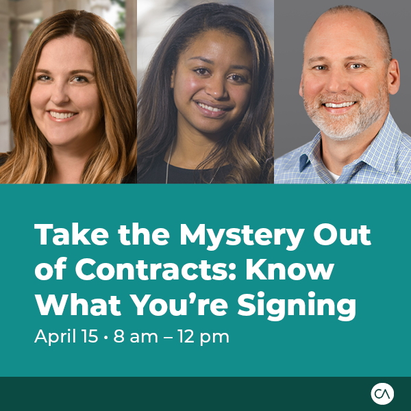 Join us next Saturday morning, April 15 (at the HCC office or virtually) for an HCC Contractor Academy course taught by Brittany Eroen (DSBO), Adrina Gibson (DSBO) and Keith Ray (The Ray Law Firm) on CONTRACTS!

zurl.co/hHRL 

#hccolorado